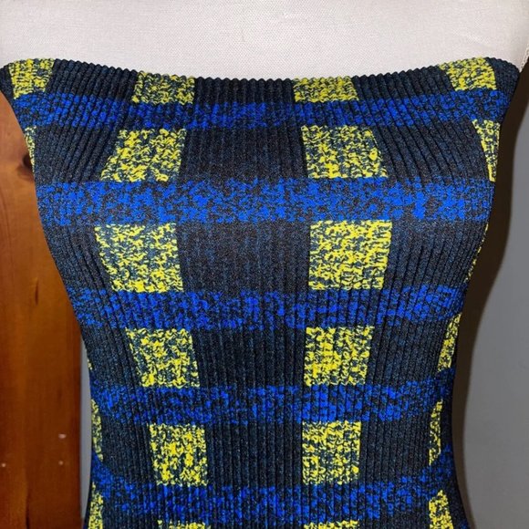 NWT Kitty Joseph Womens Crepe Sheath Dress‎ Black Blue Strapless Size Small - Picture 1 of 4